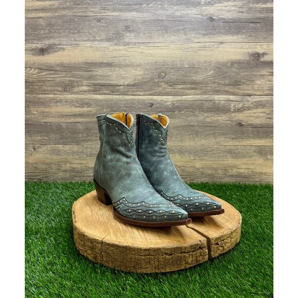 Old Gringo Women - Size 7B - Blue/Green Studded Ankle Cowboy Boots Style 1117 - Picture 1 of 10